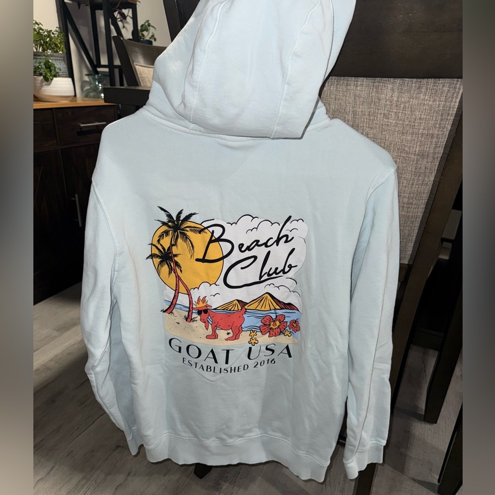 GOAT USA. Beach Club Hoodie. Adult Size X-Small Unisex. Excellent condition. - Picture 3 of 4